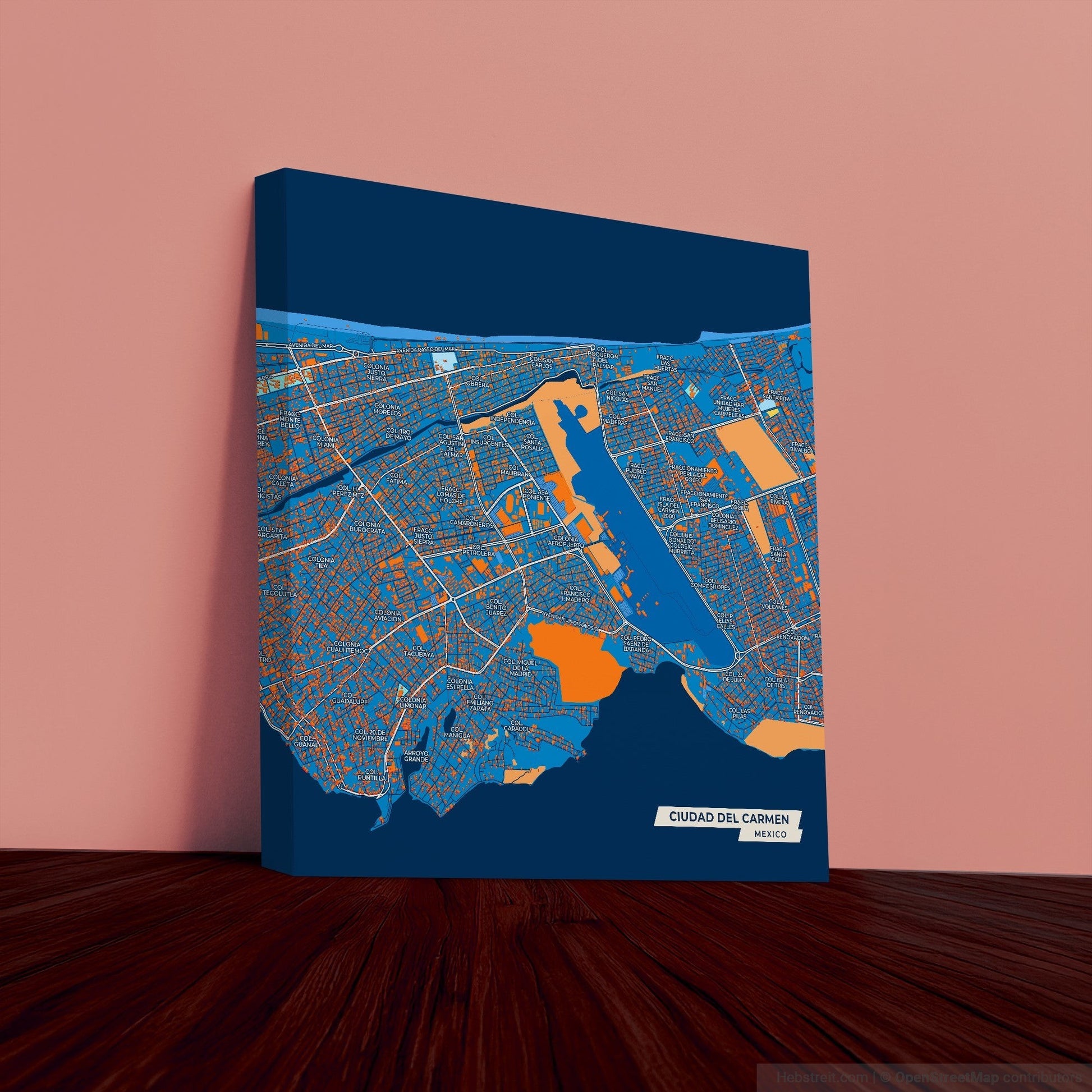 Ciudad Del Carmen Mexico Colorful City Map Canvas Print