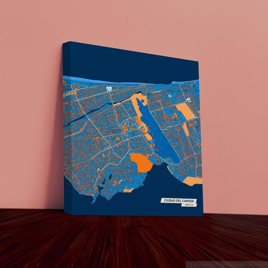 Ciudad Del Carmen Mexico Colorful City Map Canvas Print