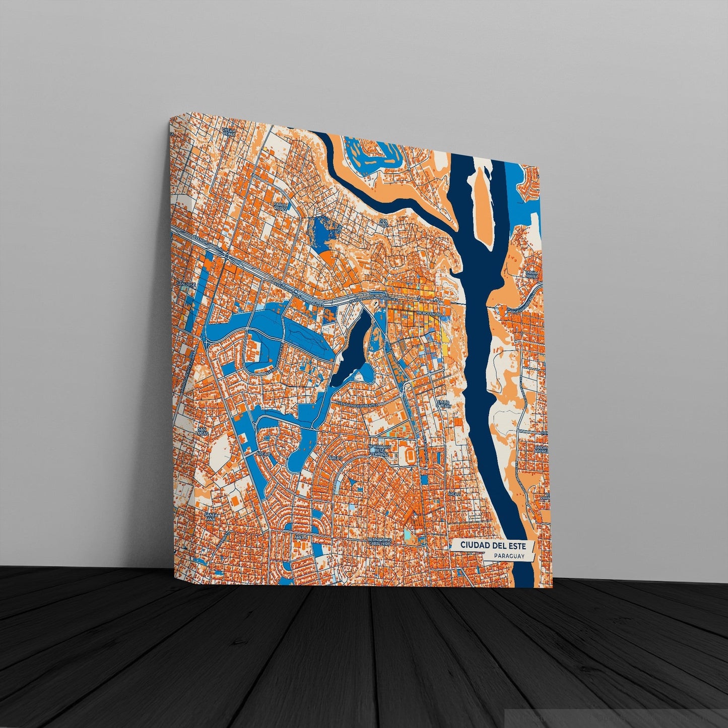 Ciudad Del Este Paraguay Colorful City Map Canvas Print