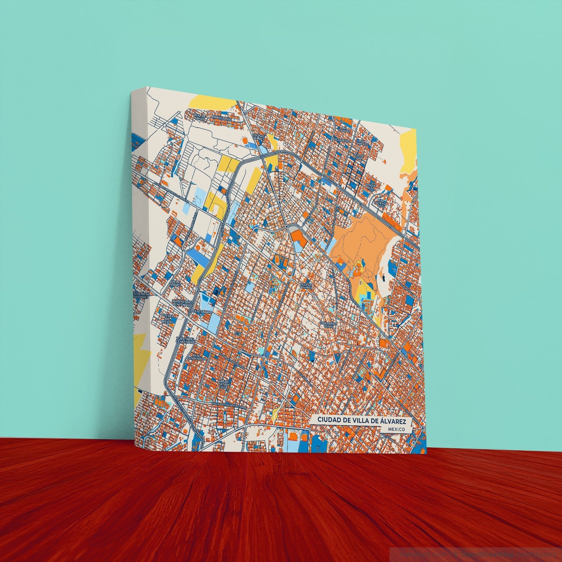 Ciudad De Villa De Álvarez Mexico Colorful City Map Canvas Print