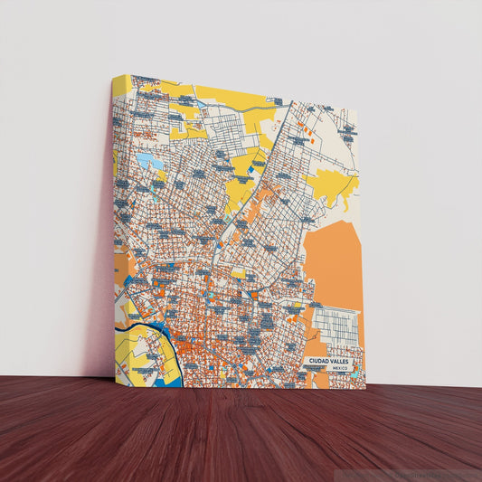 Ciudad Valles Mexico Colorful City Map Canvas Print