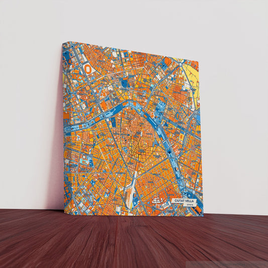 Ciutat Vella Spain Colorful City Map Canvas Print