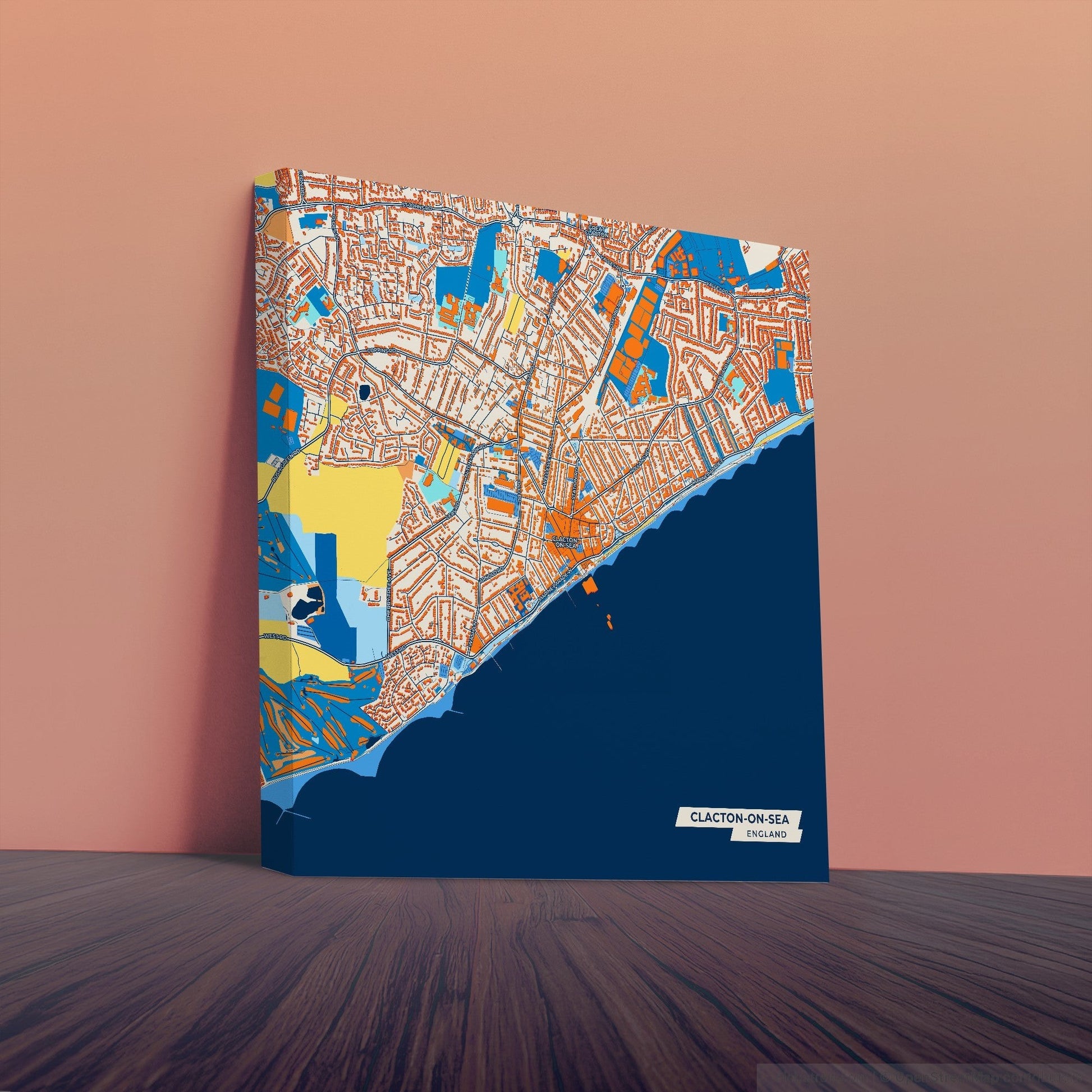 Clacton-On-Sea England Colorful City Map Canvas Print