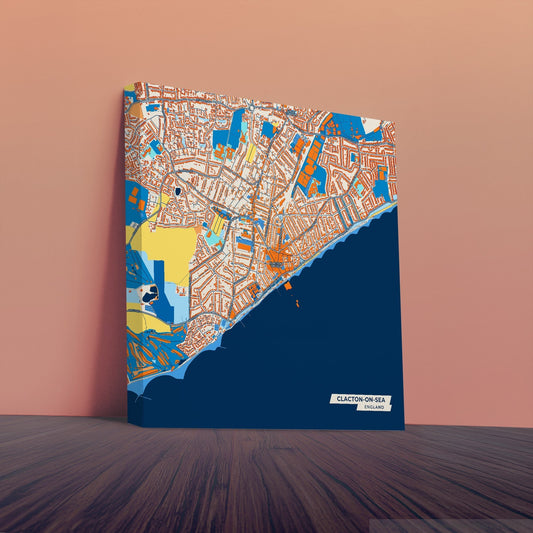Clacton-On-Sea England Colorful City Map Canvas Print