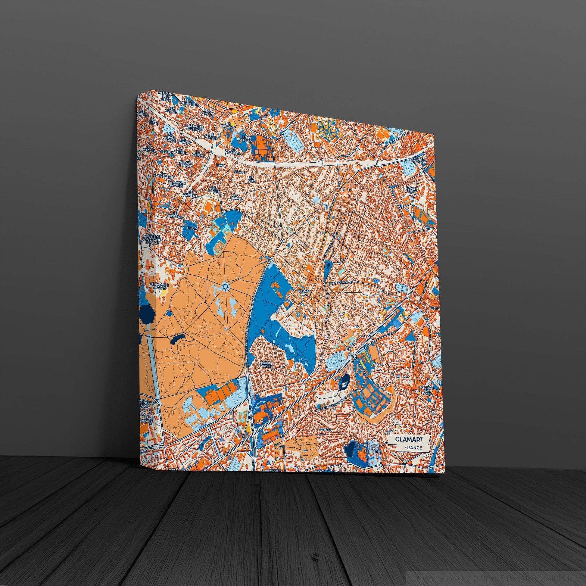 Clamart France Colorful City Map Canvas Print