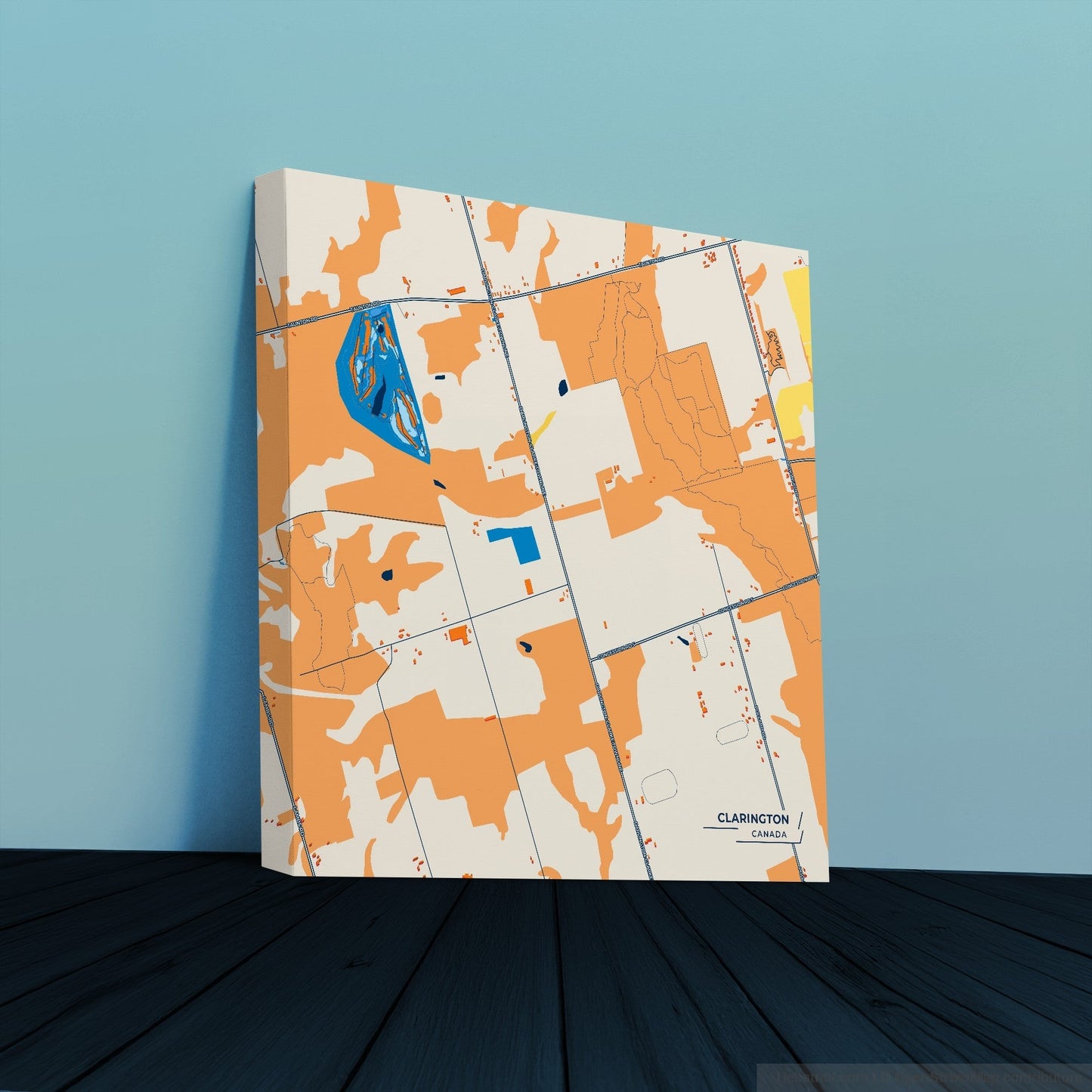 Clarington Canada Colorful City Map Canvas Print