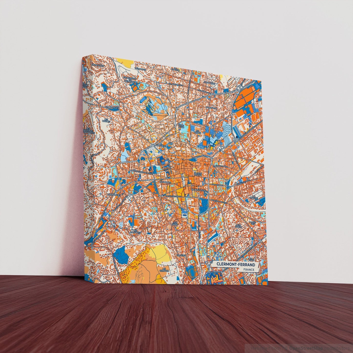 Clermont-Ferrand France Colorful City Map Canvas Print