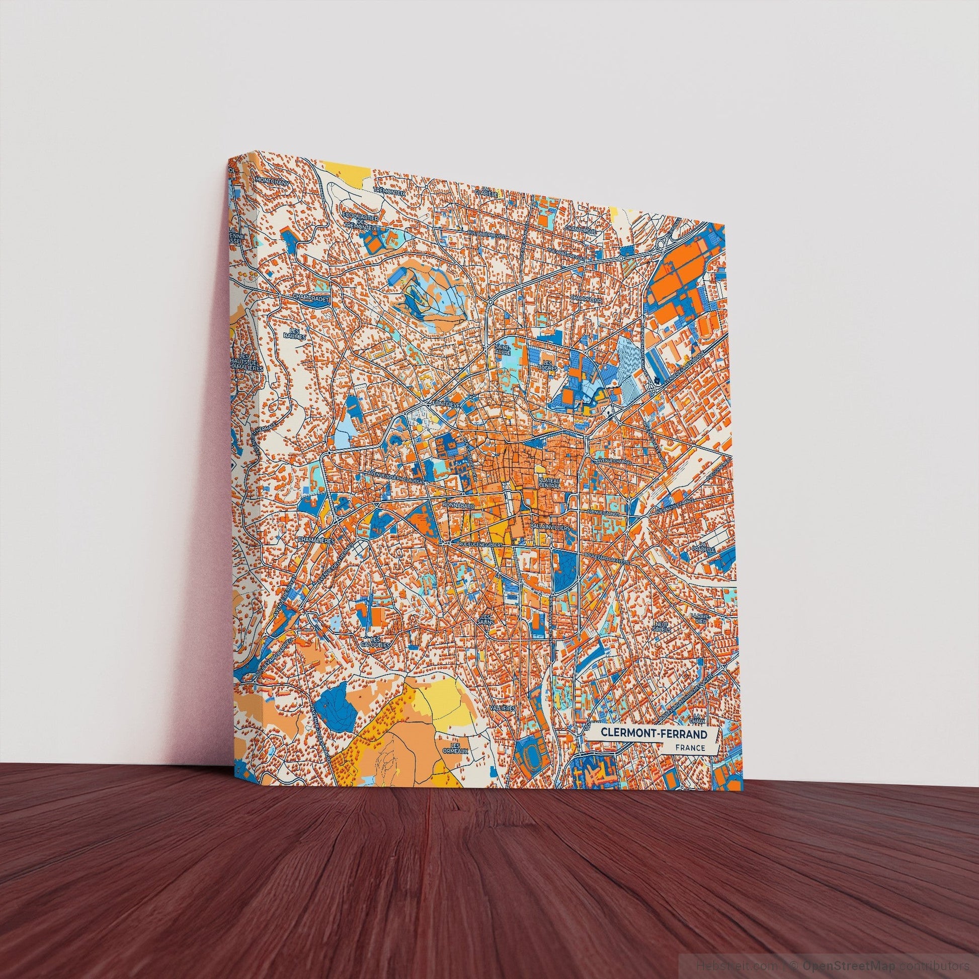 Clermont-Ferrand France Colorful City Map Canvas Print