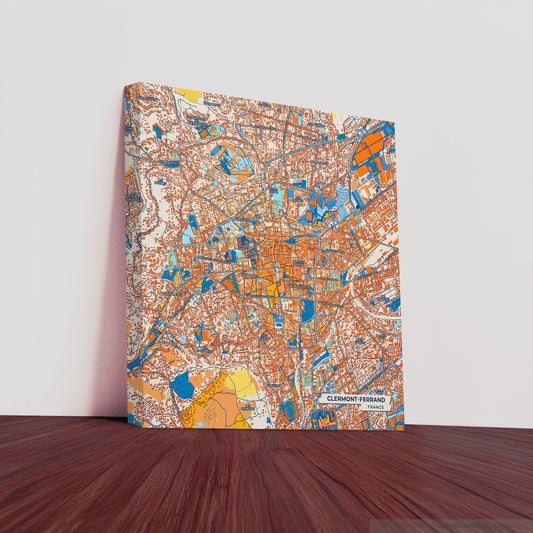 Clermont-Ferrand France Colorful City Map Canvas Print