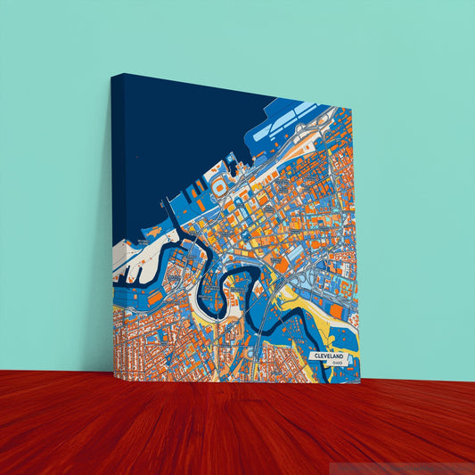 Cleveland Ohio Colorful City Map Canvas Print