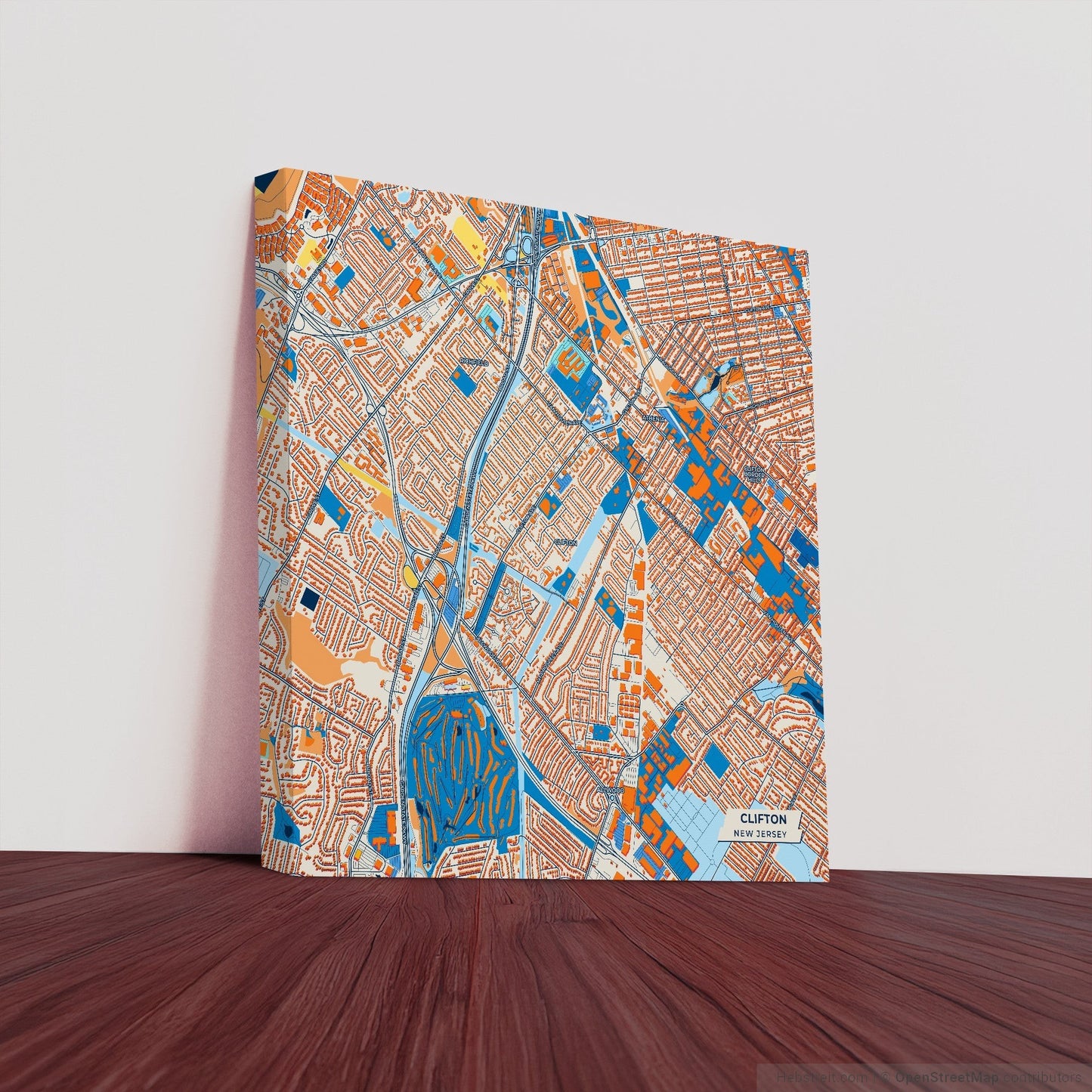 Clifton New Jersey Colorful City Map Canvas Print