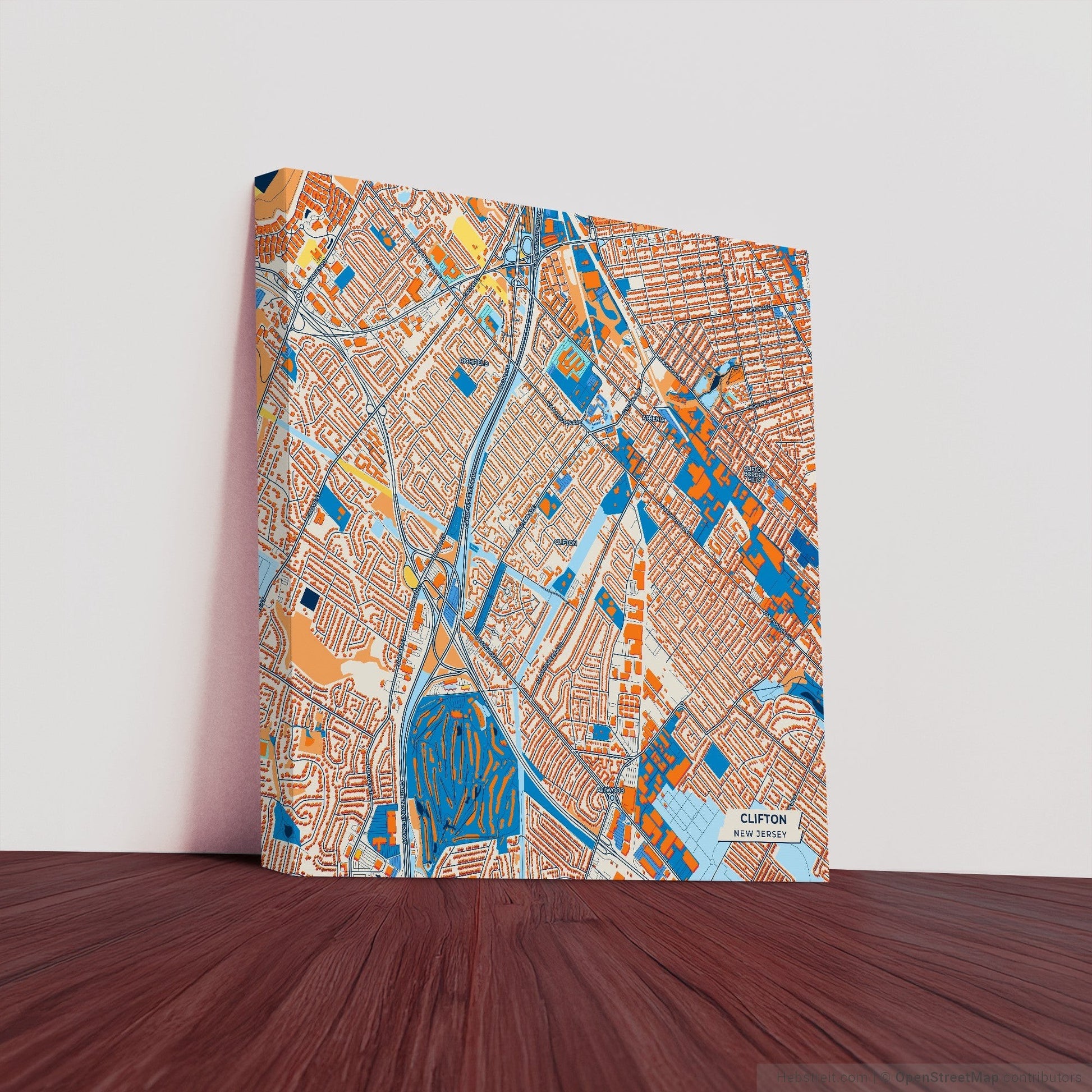 Clifton New Jersey Colorful City Map Canvas Print
