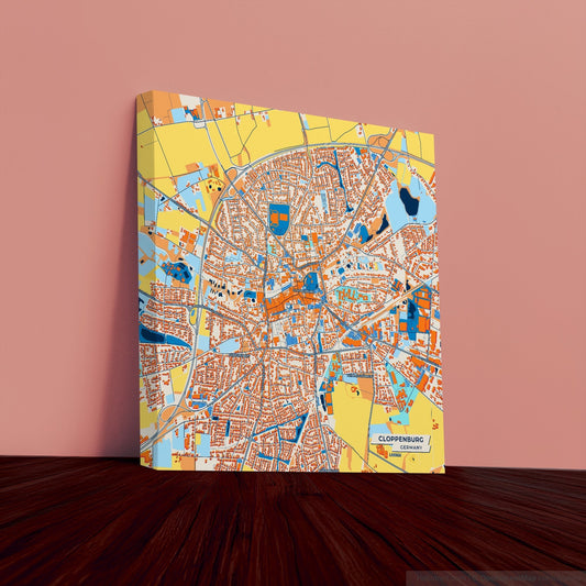 Cloppenburg Germany Colorful City Map Canvas Print