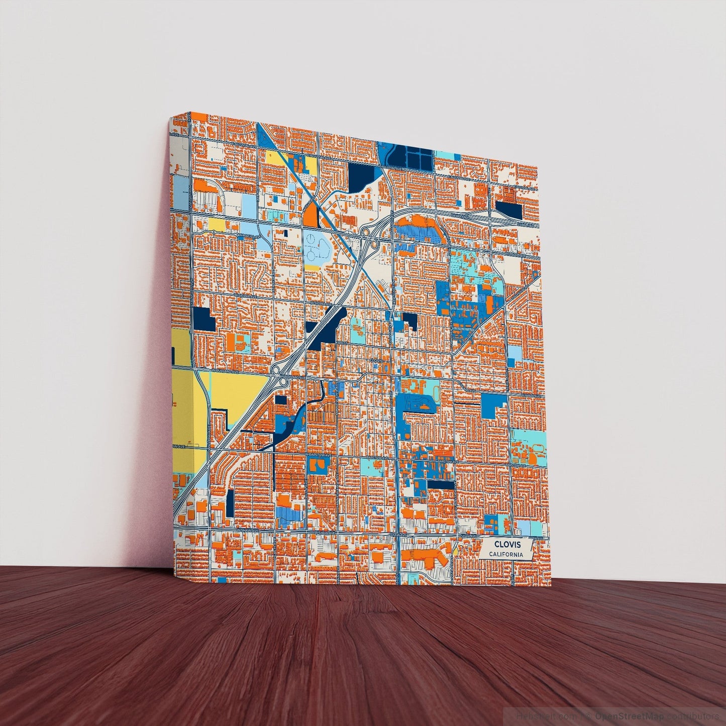 Clovis California Colorful City Map Canvas Print
