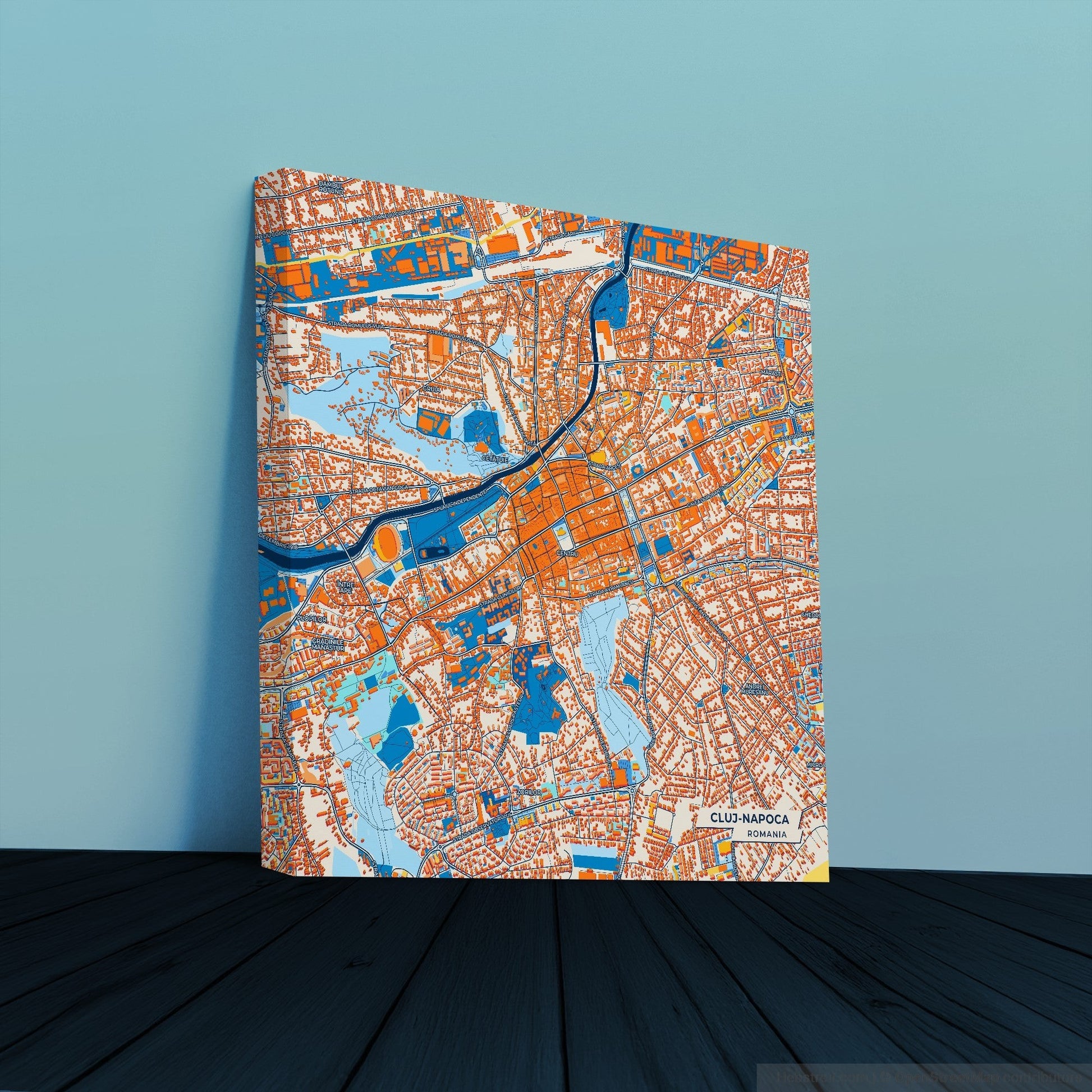 Cluj-Napoca Romania Colorful City Map Canvas Print