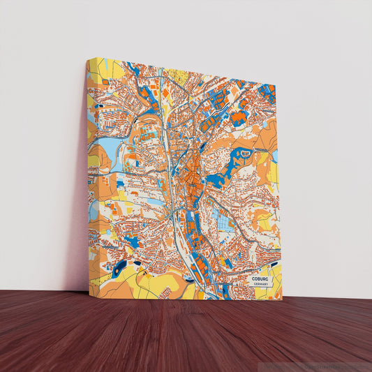 Coburg Germany Colorful City Map Canvas Print