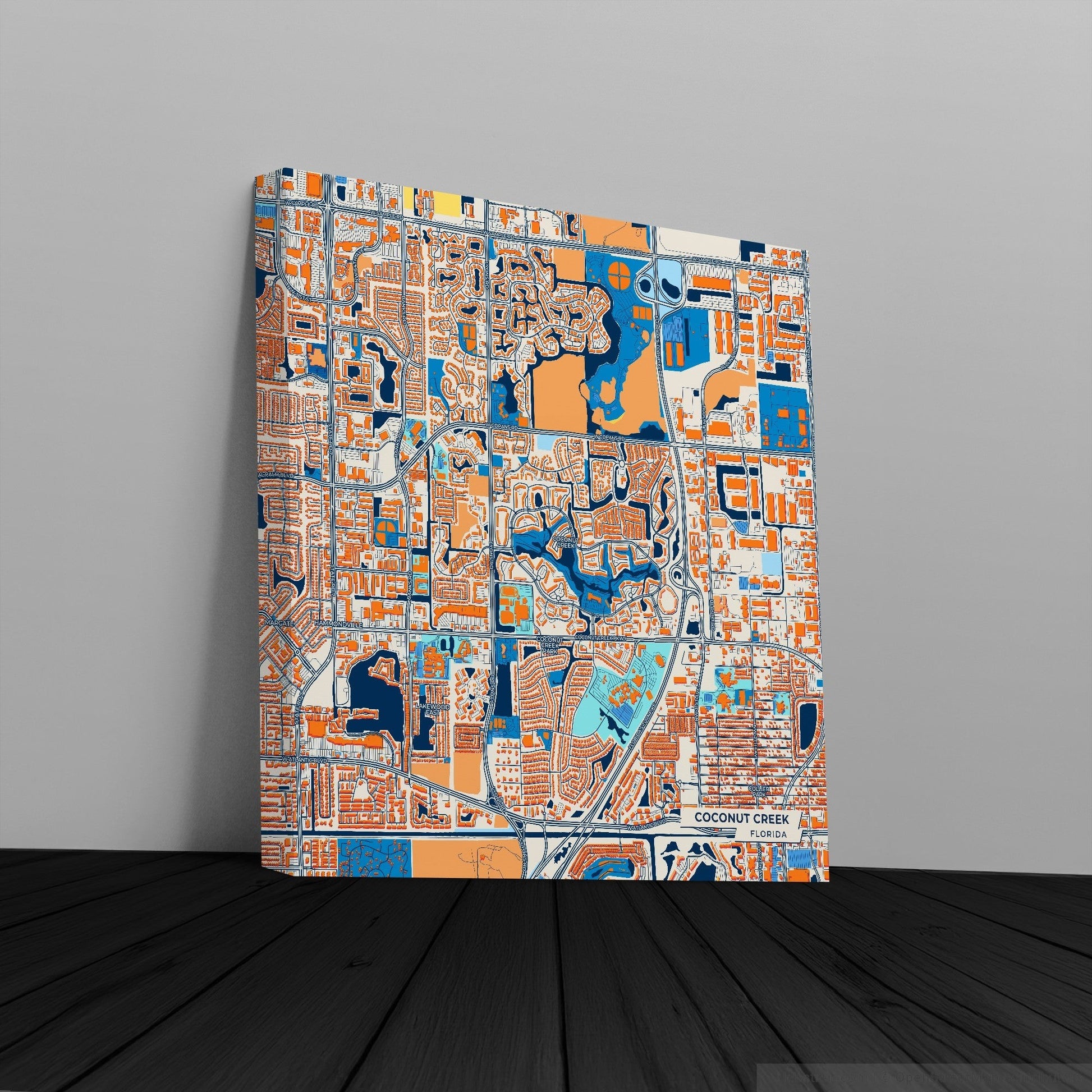 Coconut Creek Florida Colorful City Map Canvas Print