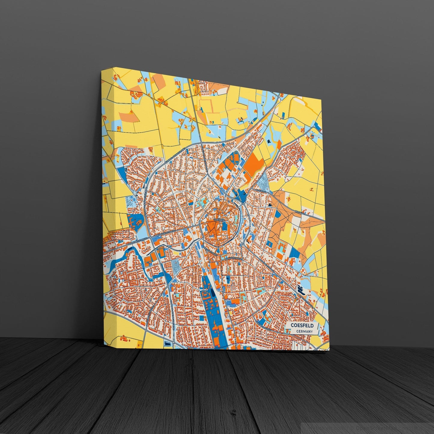 Coesfeld Germany Colorful City Map Canvas Print