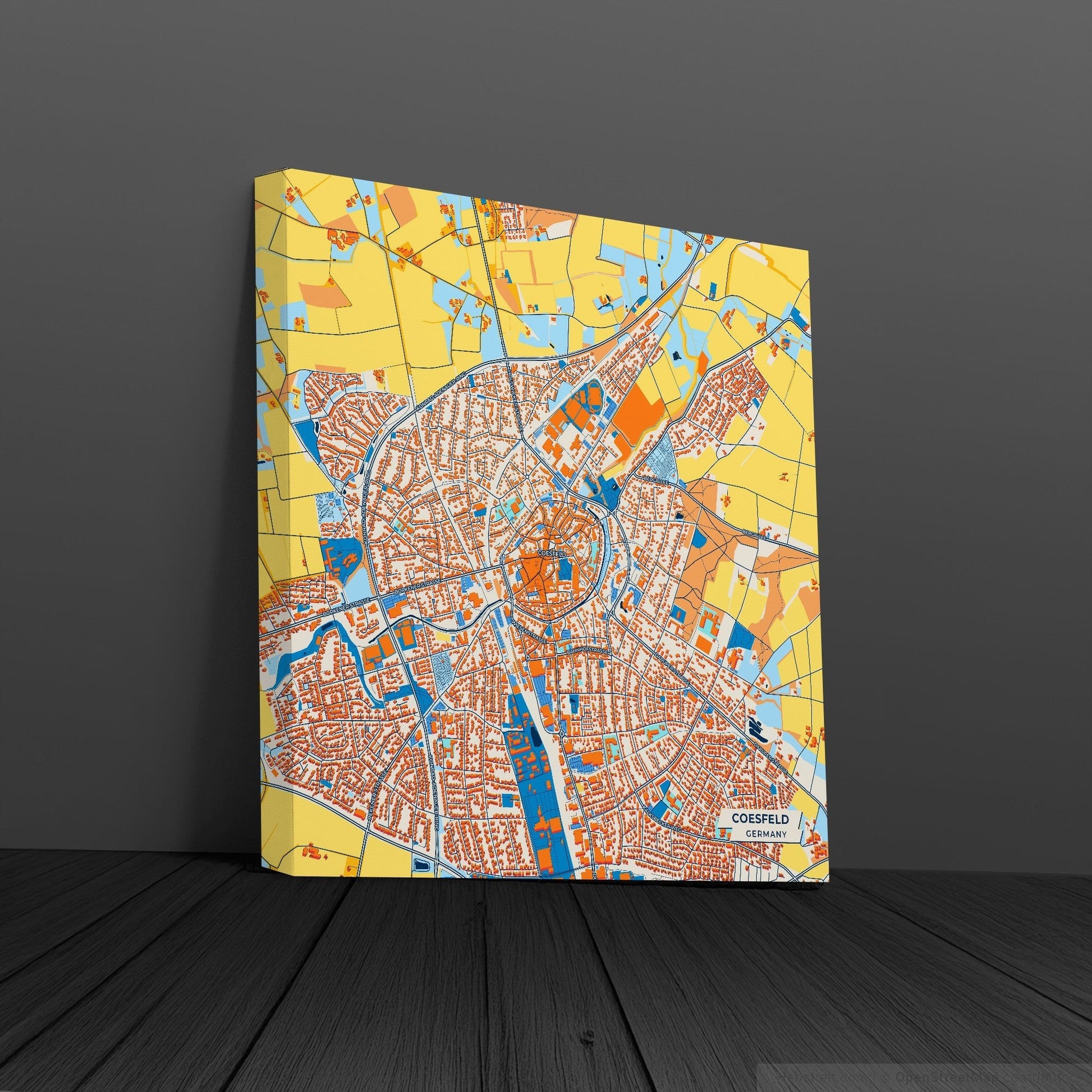 Coesfeld Germany Colorful City Map Canvas Print