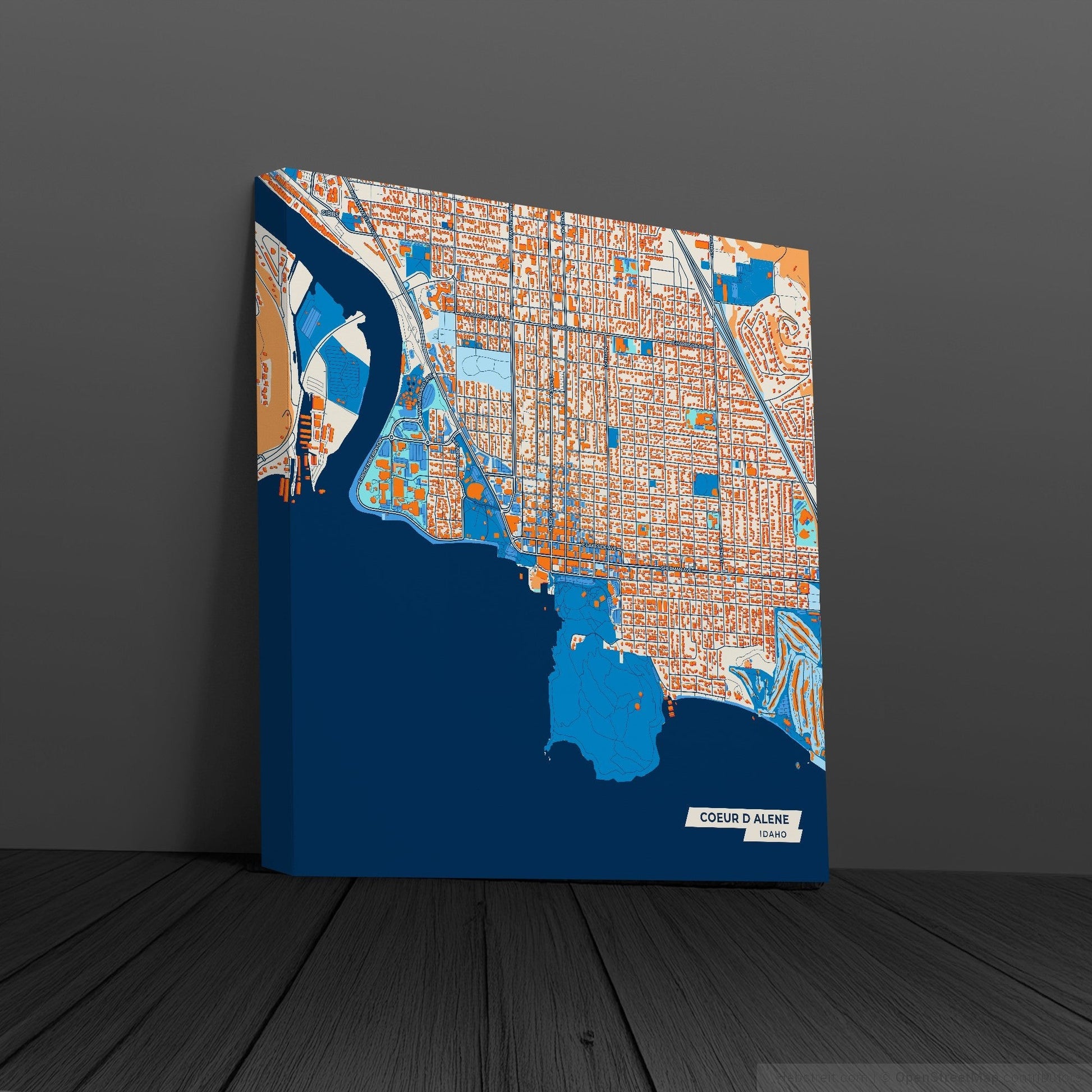 Coeur D Alene Idaho Colorful City Map Canvas Print