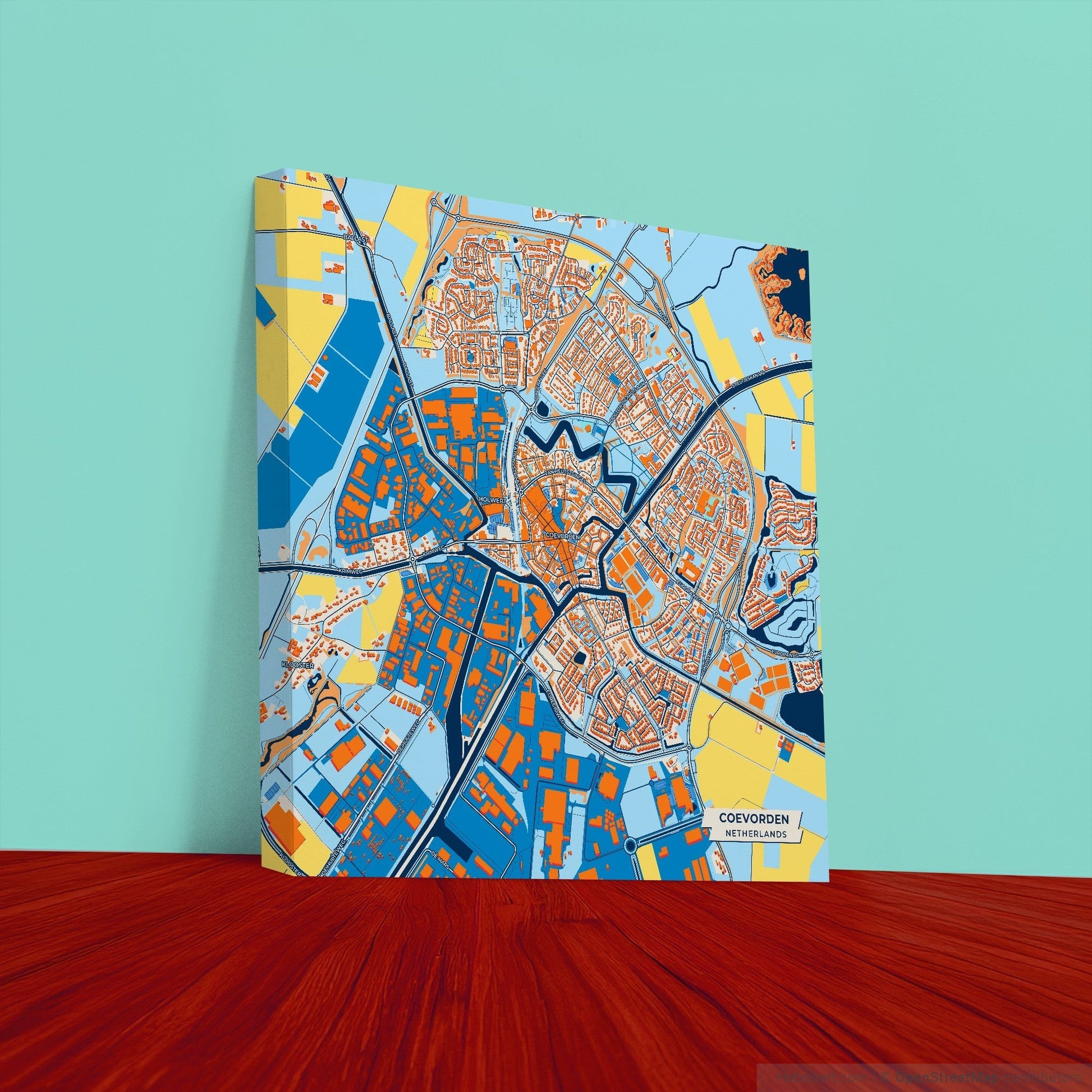 Coevorden Netherlands Colorful City Map Canvas Print