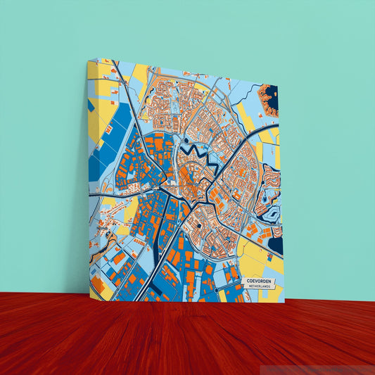 Coevorden Netherlands Colorful City Map Canvas Print