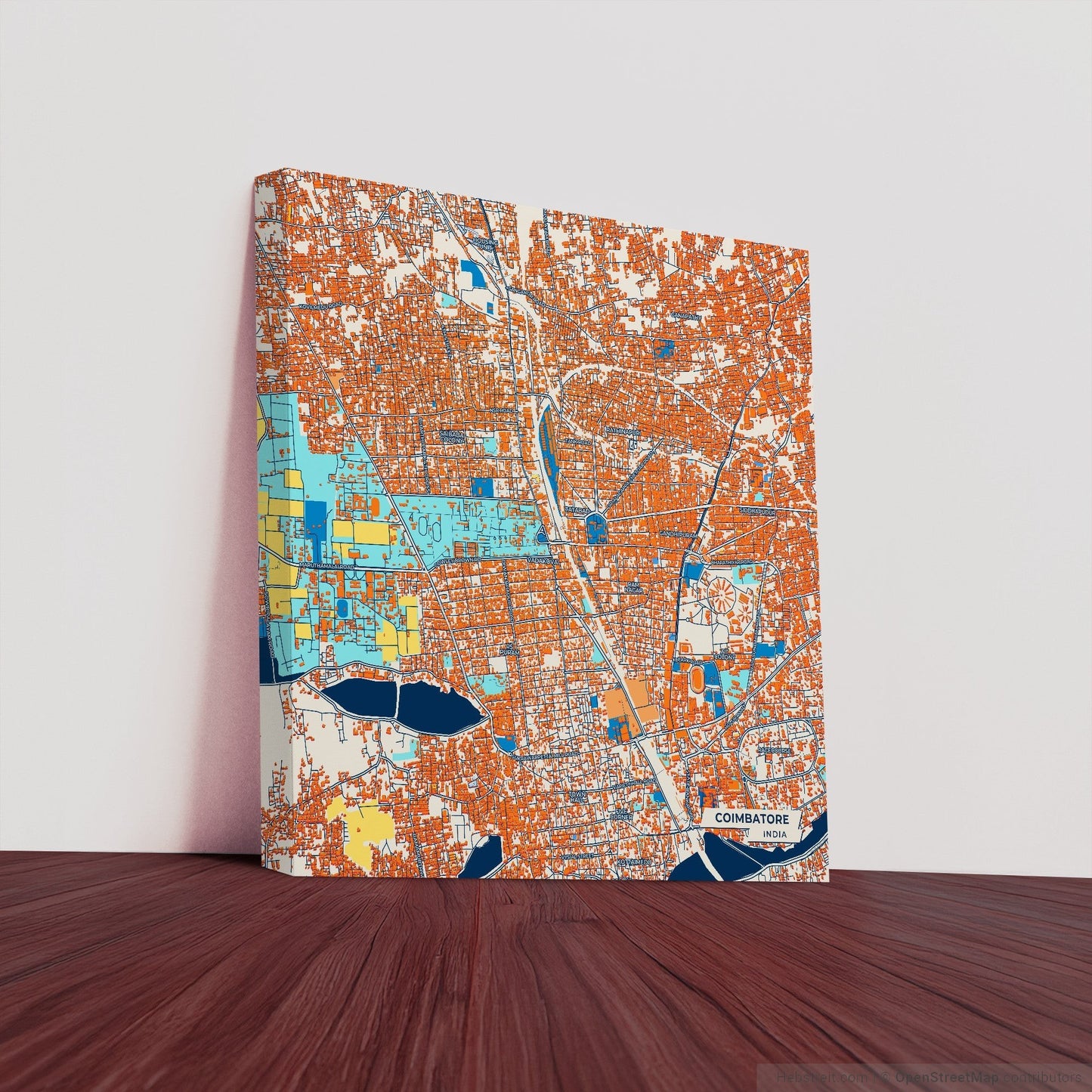 Coimbatore India Colorful City Map Canvas Print