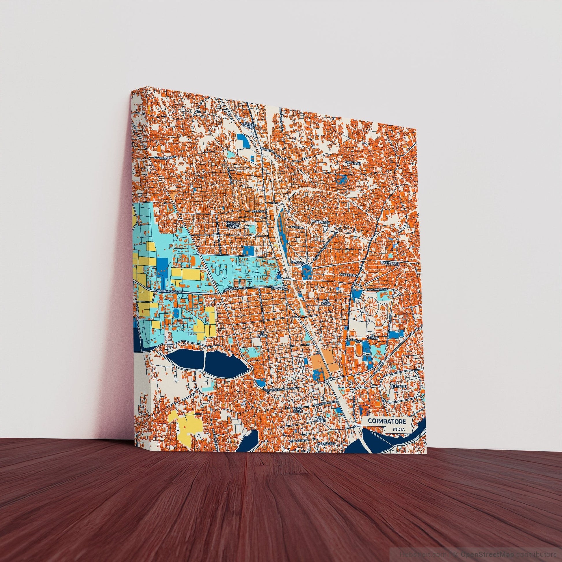 Coimbatore India Colorful City Map Canvas Print