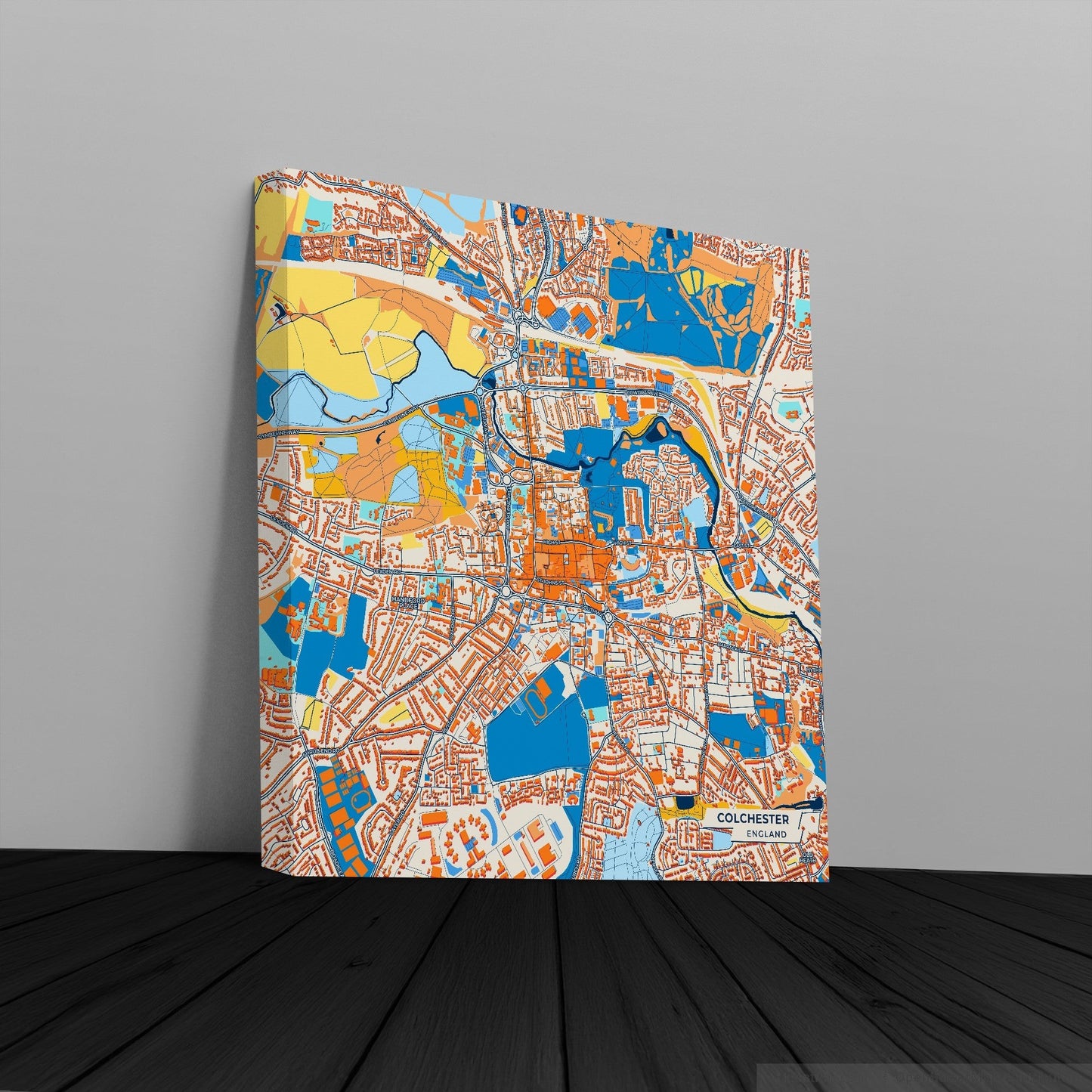 Colchester England Colorful City Map Canvas Print