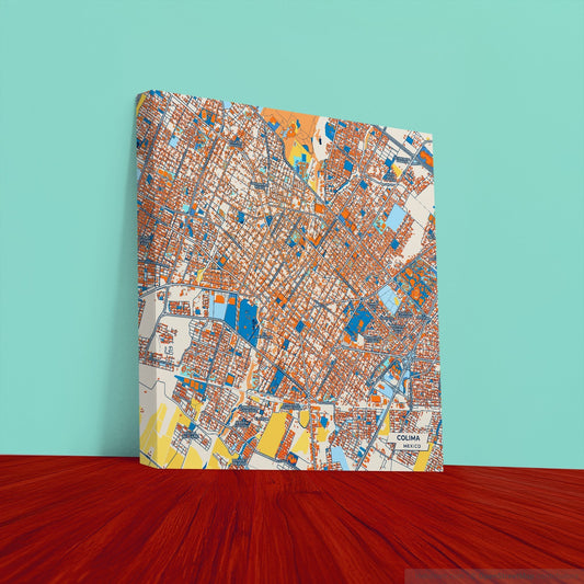 Colima Mexico Colorful City Map Canvas Print