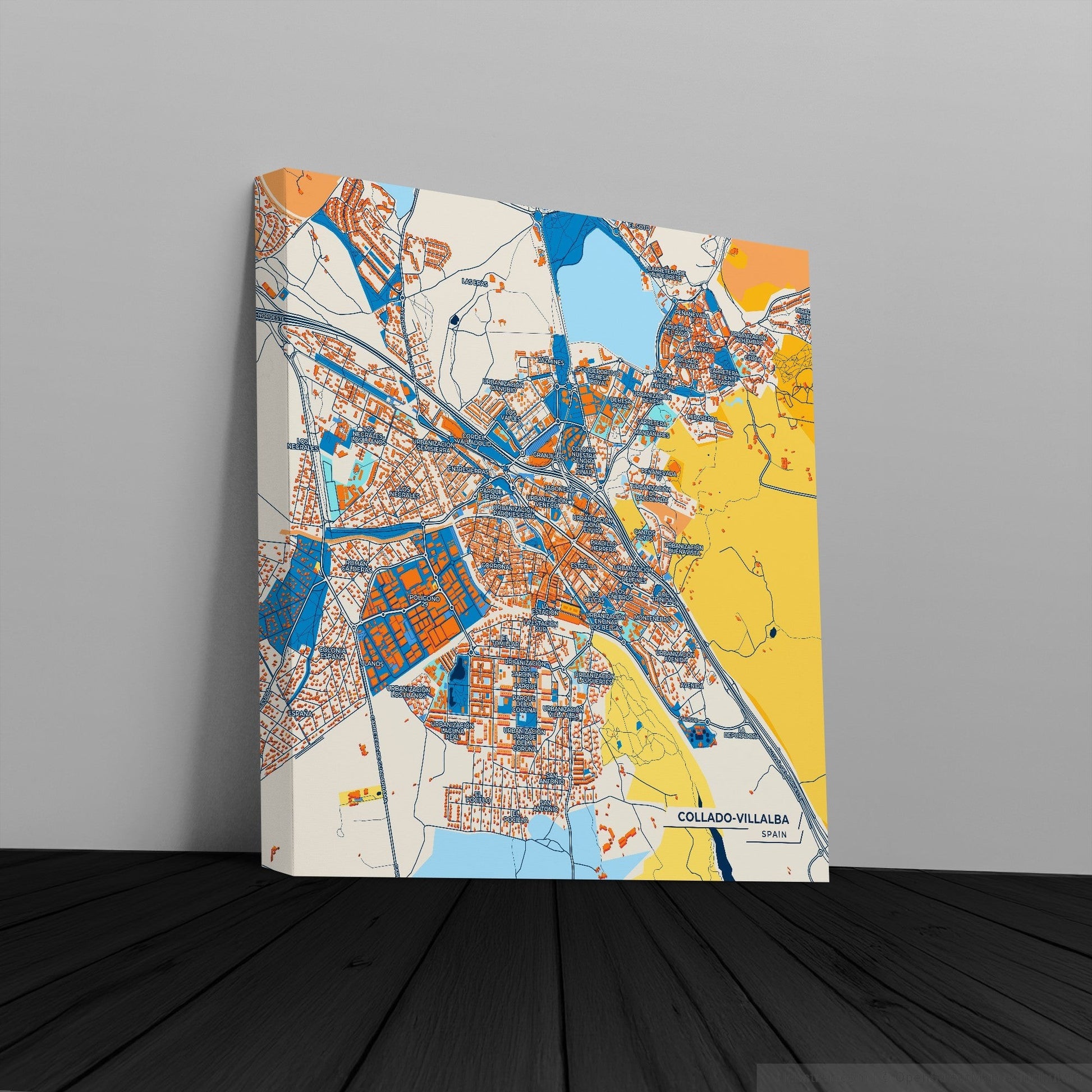 Collado-Villalba Spain Colorful City Map Canvas Print