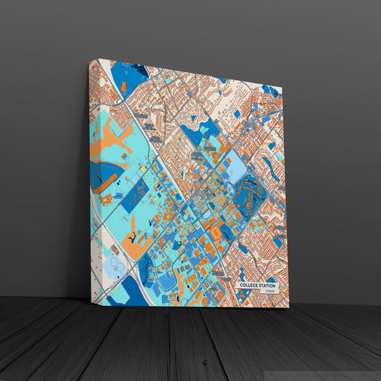 College Station Texas Colorful City Map Canvas Print