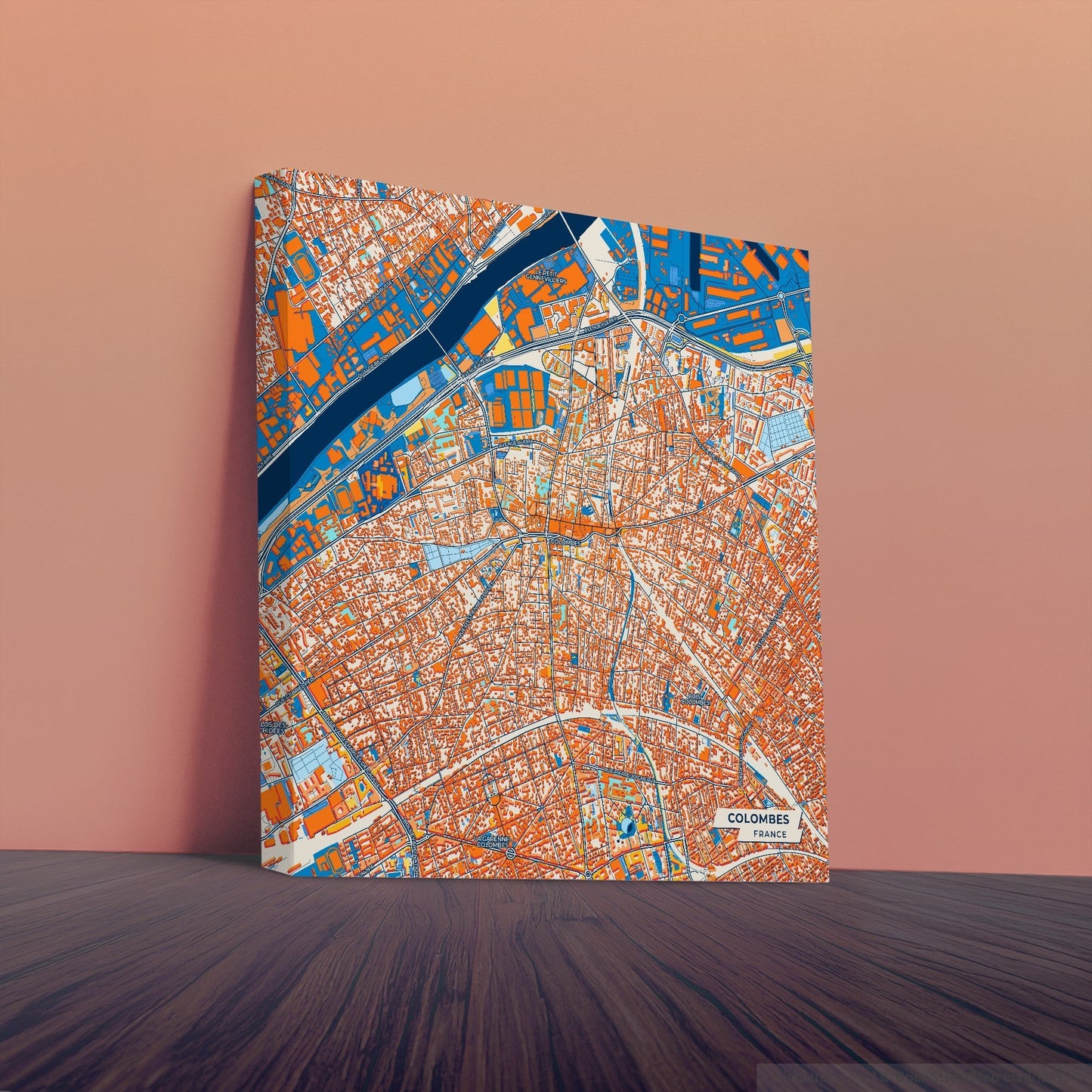 Colombes France Colorful City Map Canvas Print
