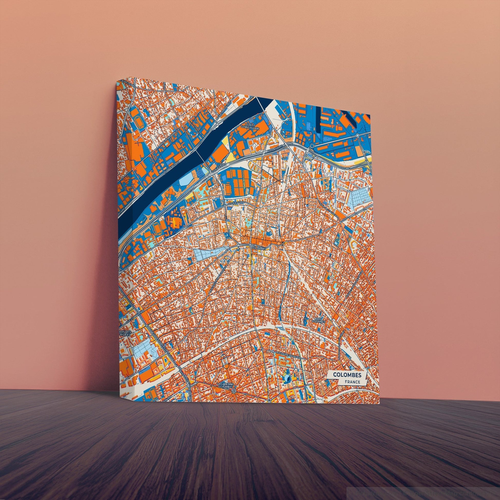 Colombes France Colorful City Map Canvas Print