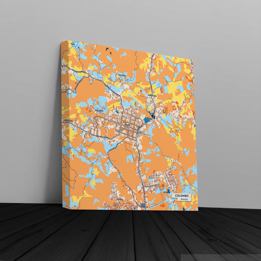 Colombo Brazil Colorful City Map Canvas Print