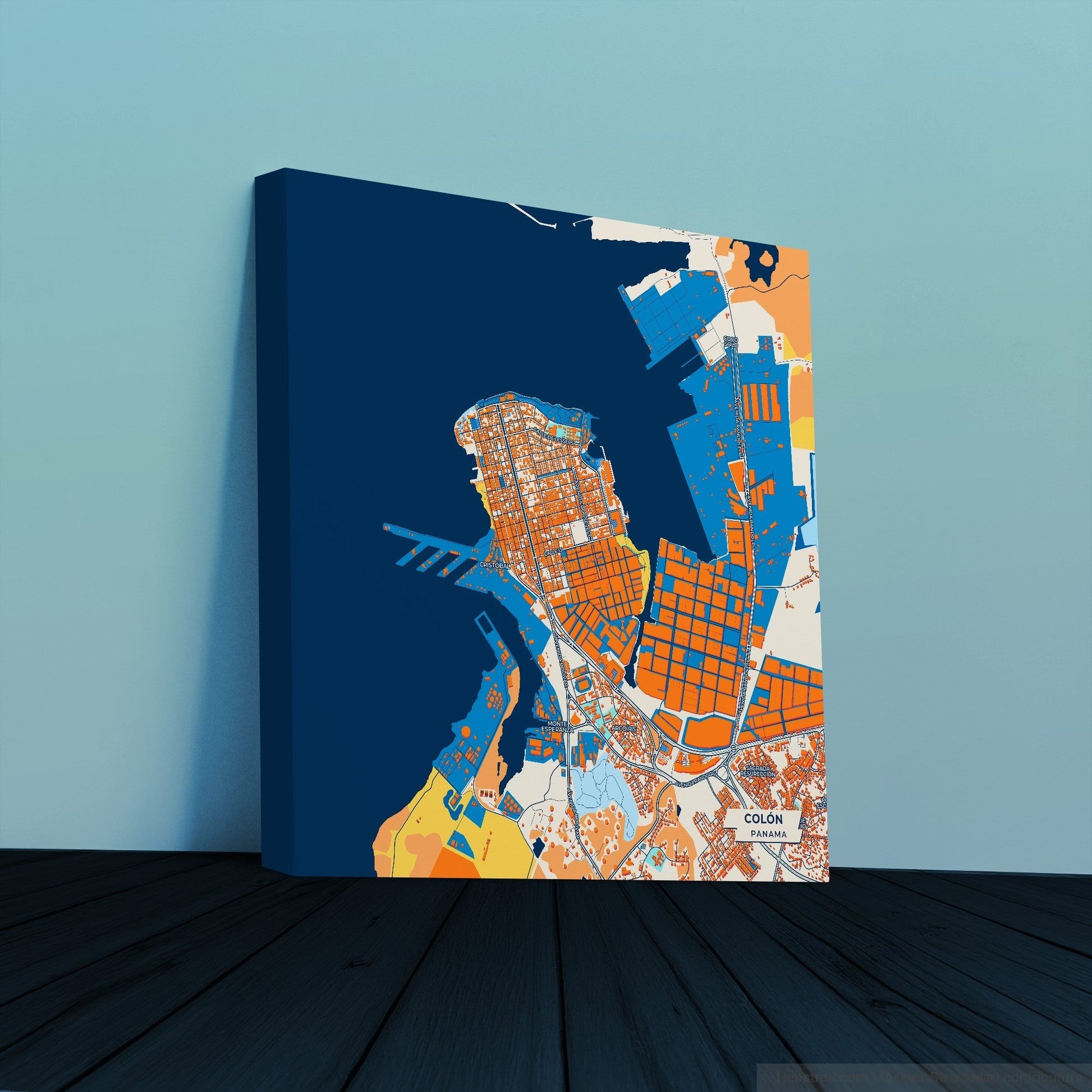 Colón Panama Colorful City Map Canvas Print