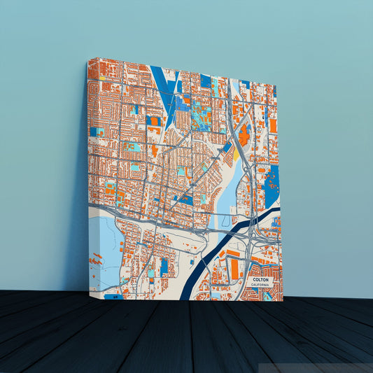 Colton California Colorful City Map Canvas Print