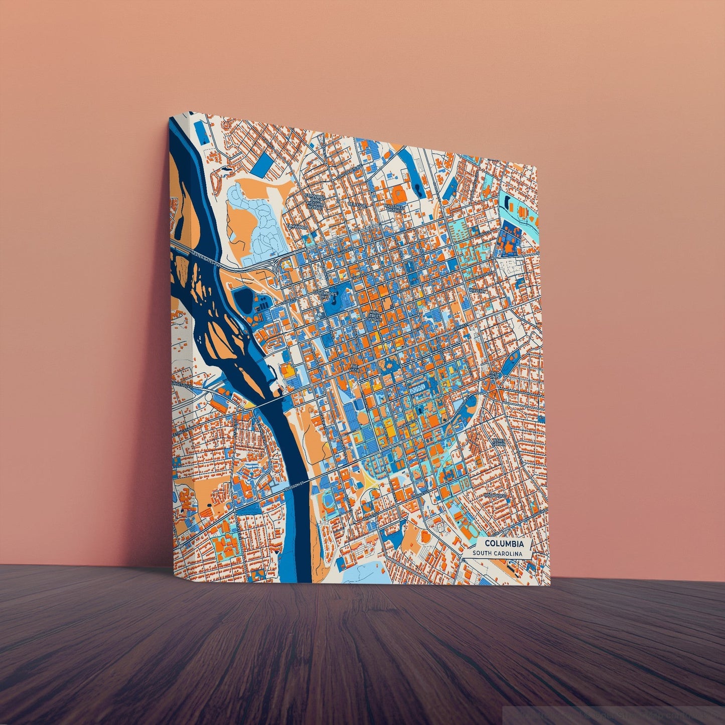 Columbia South Carolina Colorful City Map Canvas Print