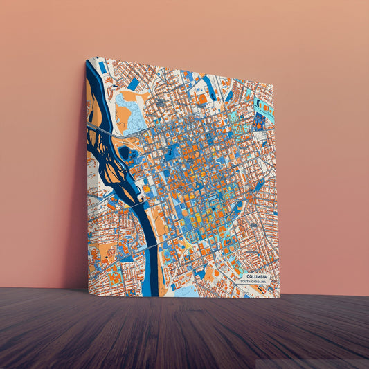 Columbia South Carolina Colorful City Map Canvas Print