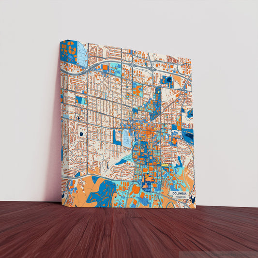 Columbia Missouri Colorful City Map Canvas Print