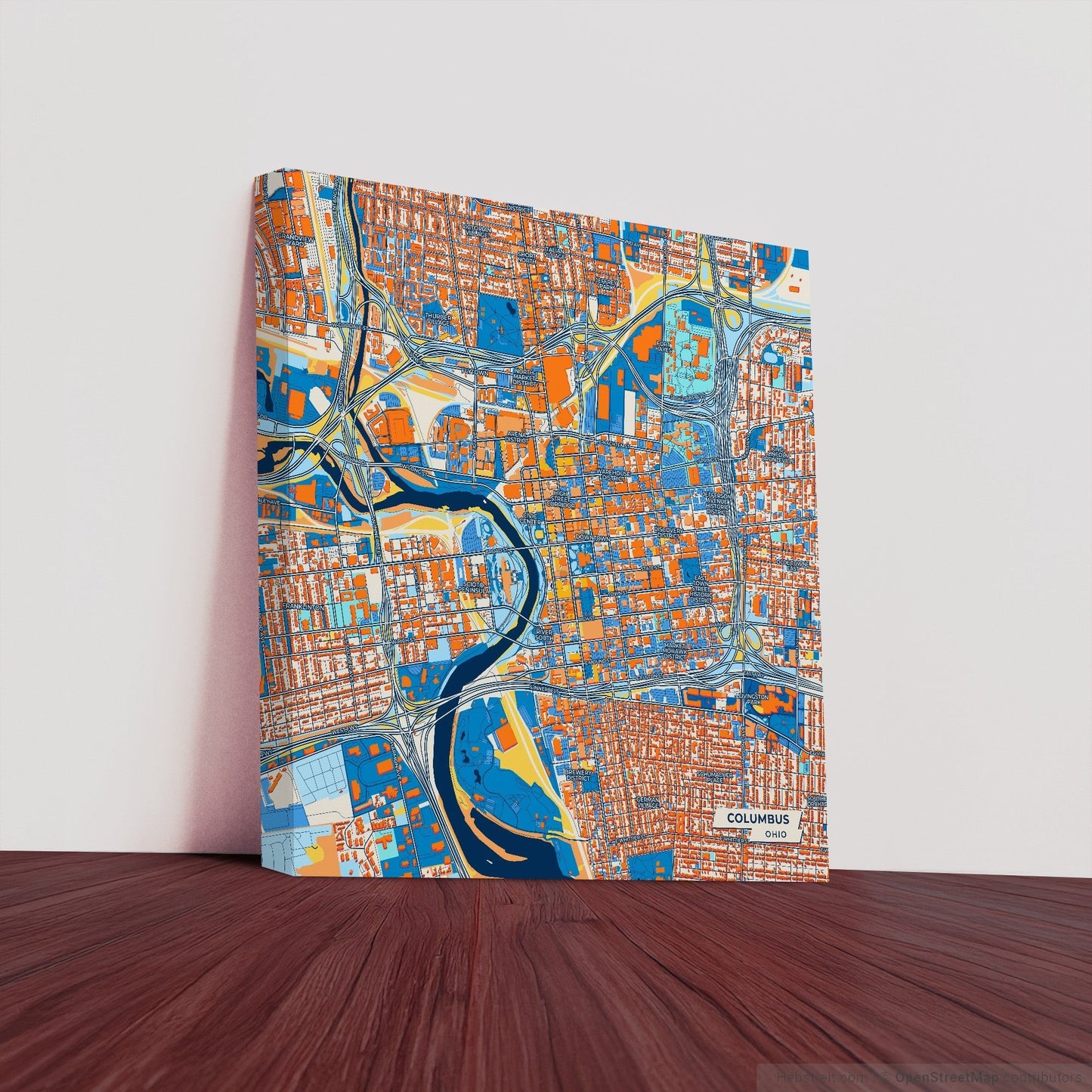 Columbus Ohio Colorful City Map Canvas Print