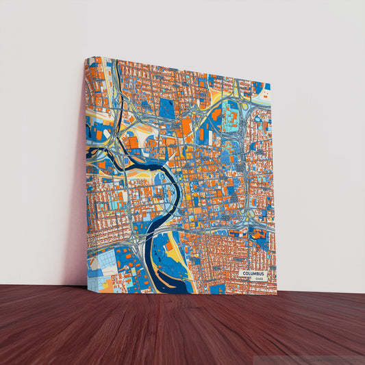 Columbus Ohio Colorful City Map Canvas Print