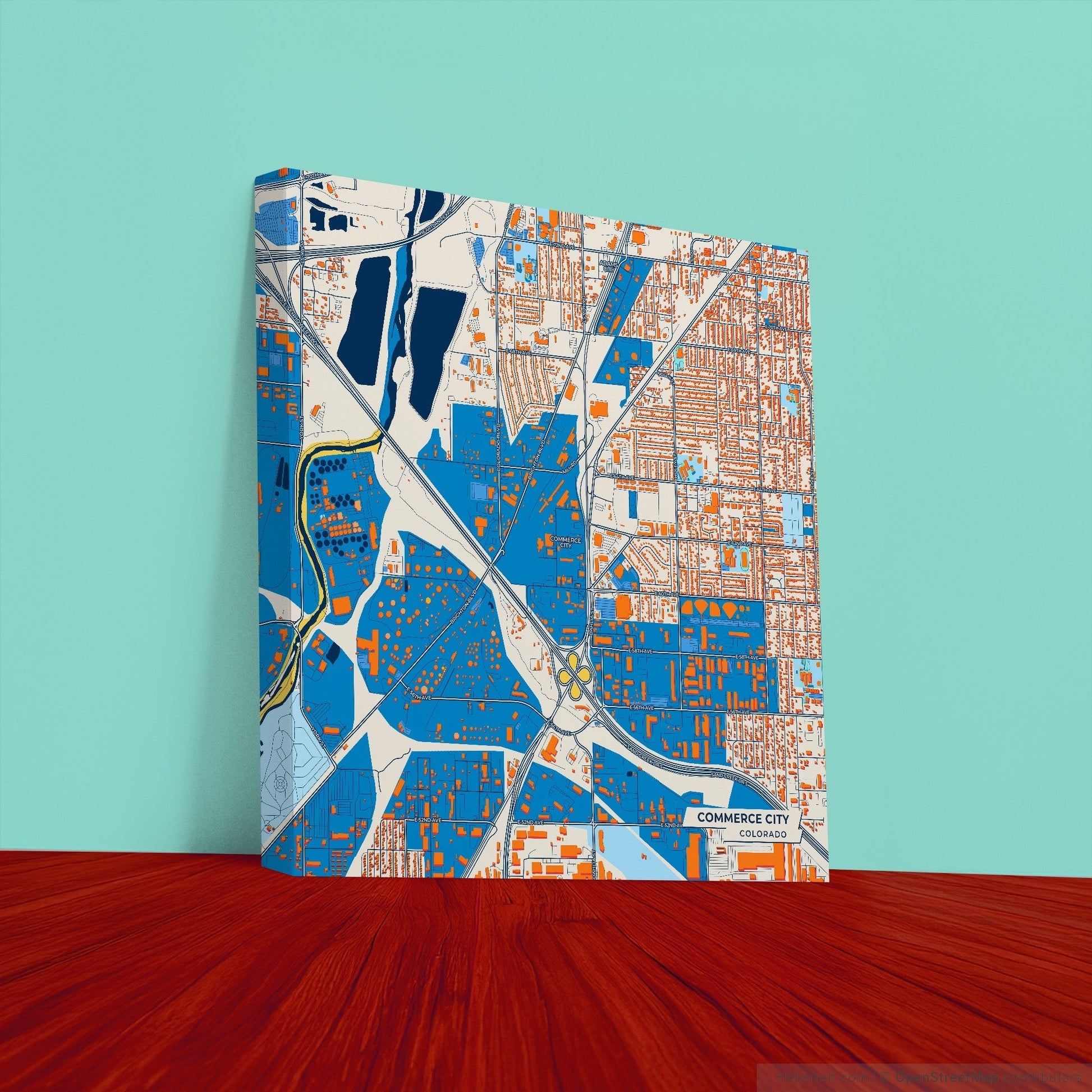 Commerce City Colorado Colorful City Map Canvas Print