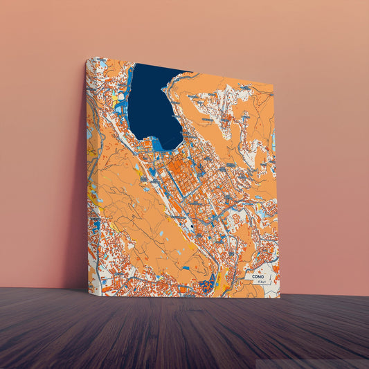 Como Italy Colorful City Map Canvas Print