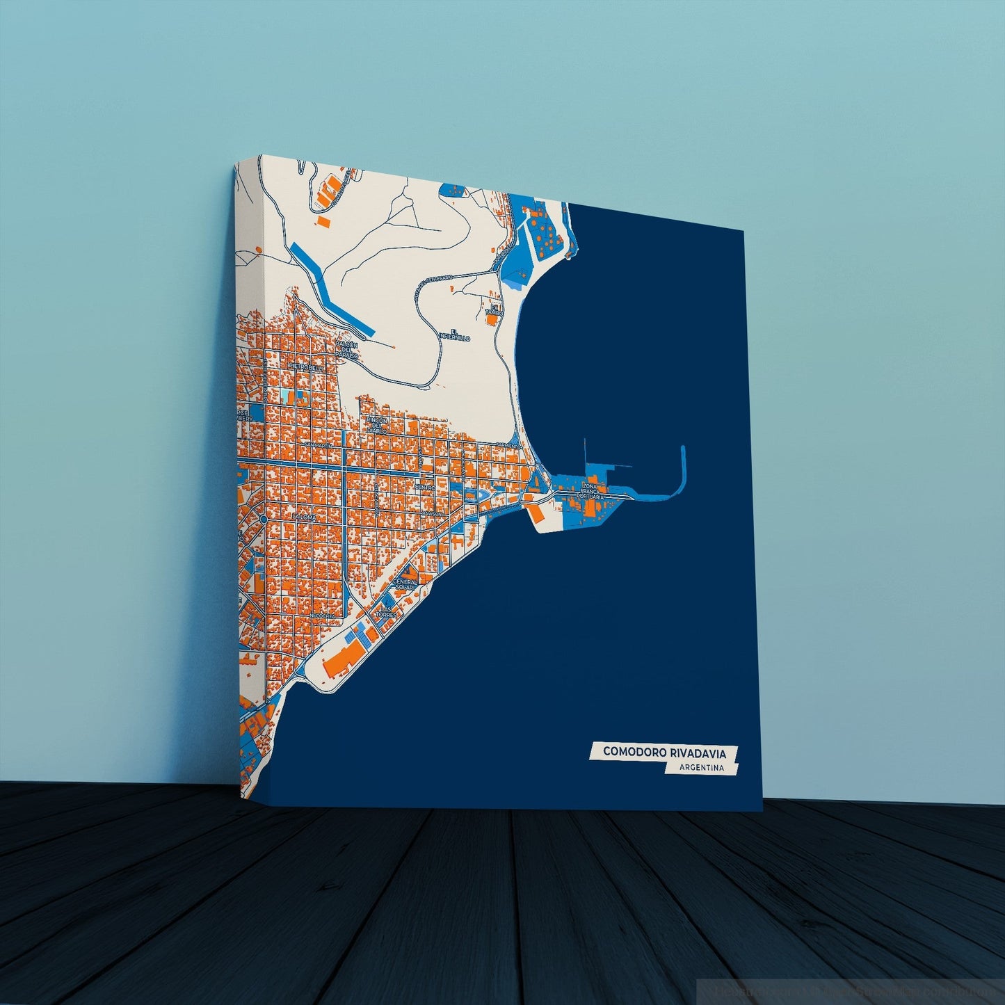 Comodoro Rivadavia Argentina Colorful City Map Canvas Print