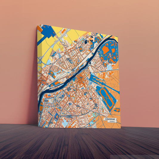 Compiègne France Colorful City Map Canvas Print