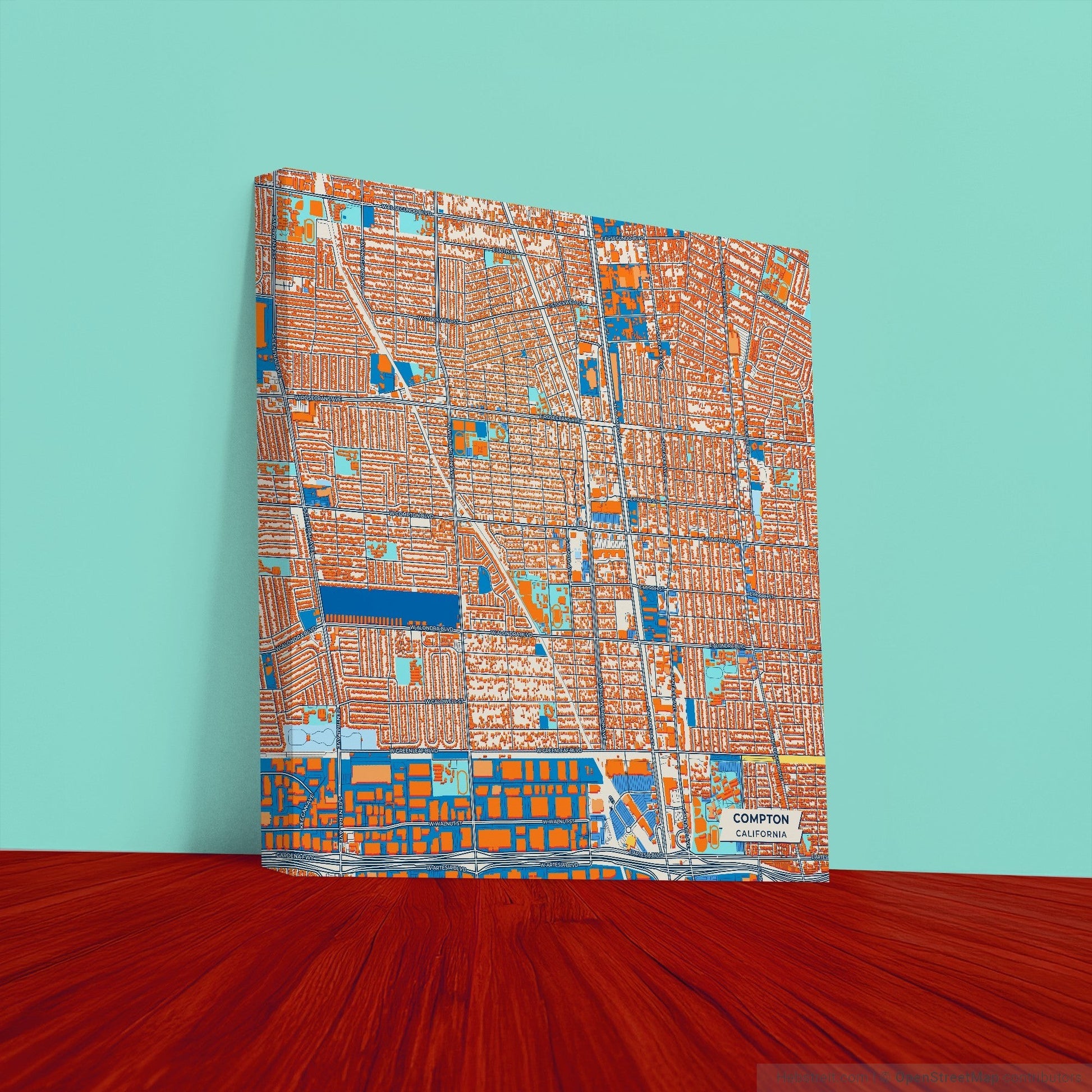 Compton California Colorful City Map Canvas Print