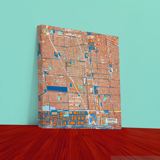 Compton California Colorful City Map Canvas Print