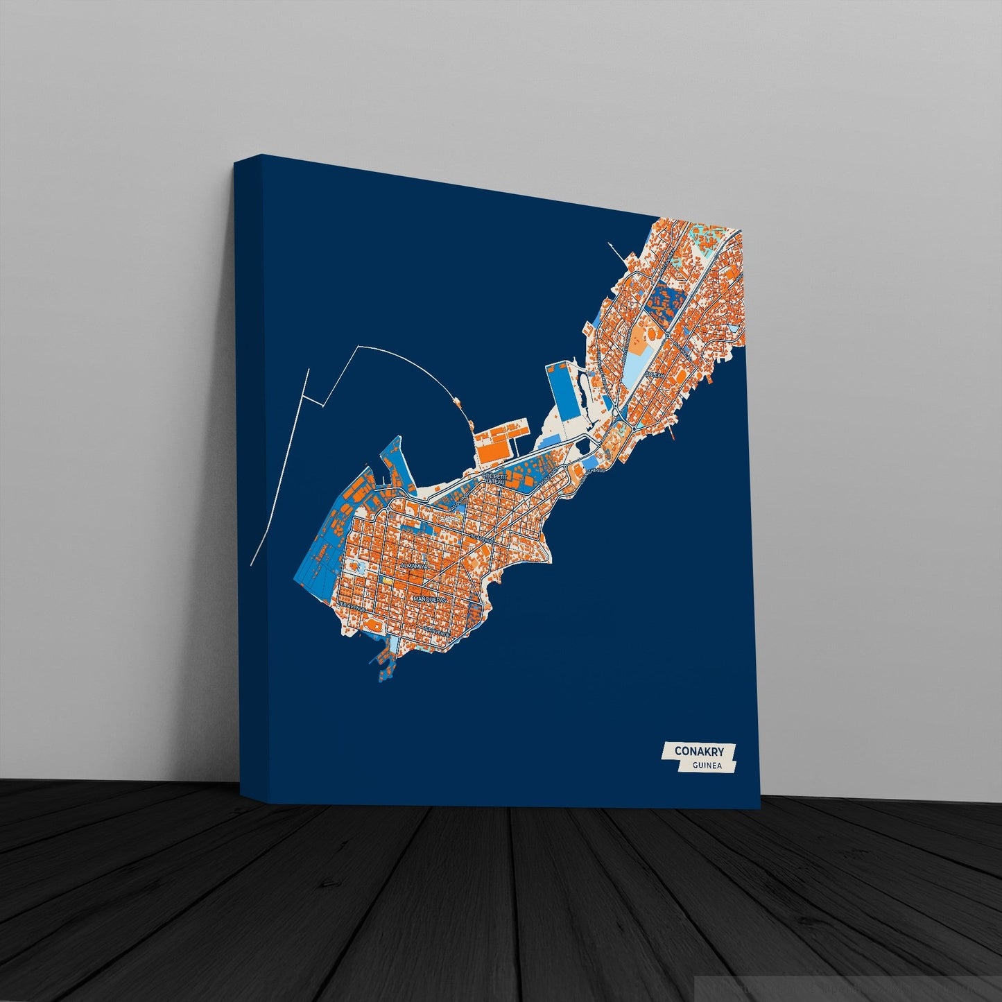 Conakry Guinea Colorful City Map Canvas Print