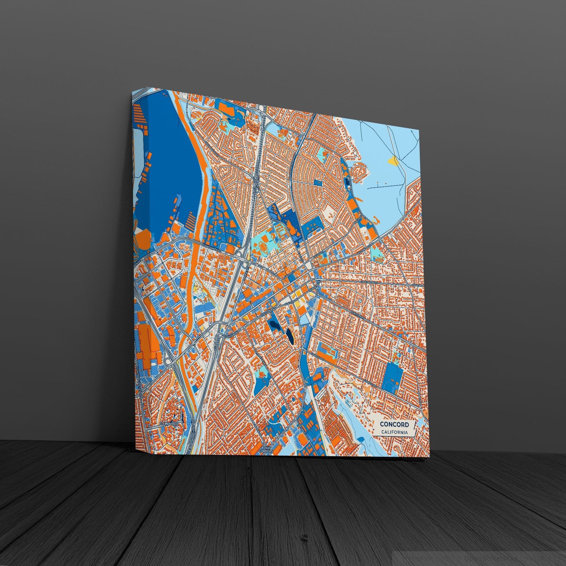 Concord California Colorful City Map Canvas Print